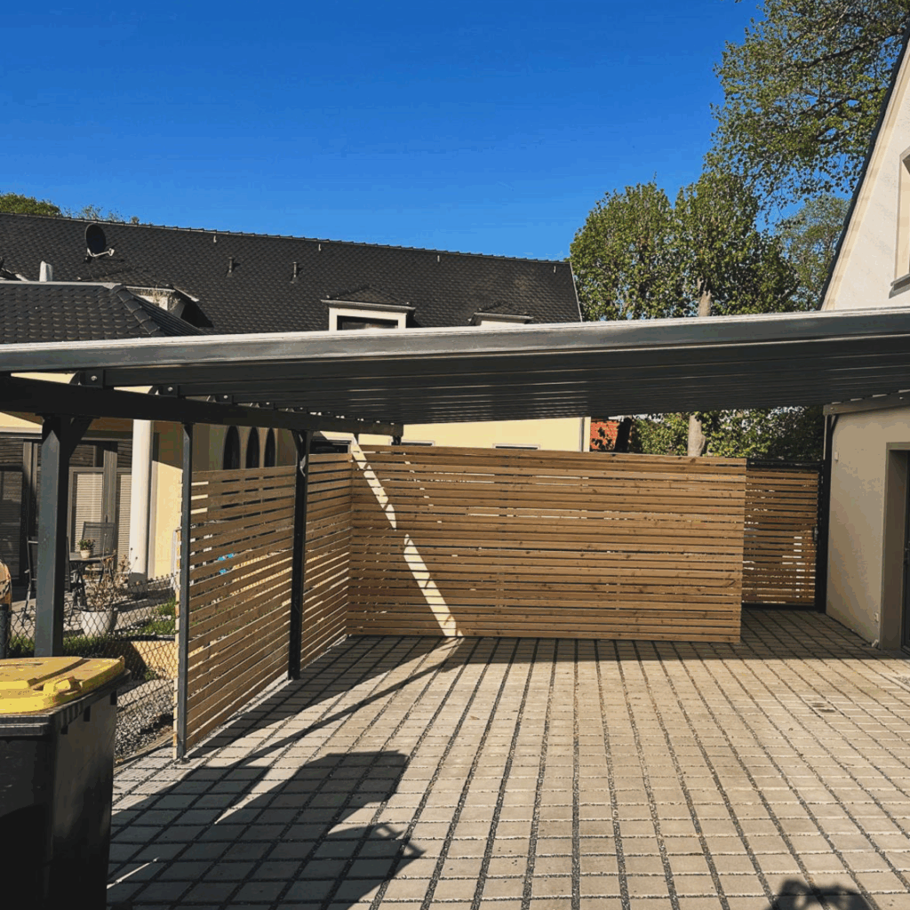 Metallbau Radebeul Carport Holzverkleidung Rombus